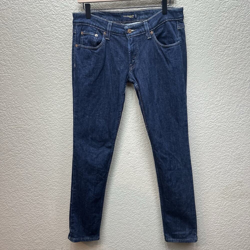 Levis 524 Too Superlow Jeans Womens 9 Medium Blue Dark Wash Stretch Denim Pants